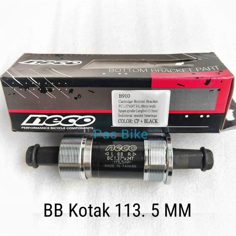BB kotak 113 . 5 mm Bearing As Tengah Sepeda Bottom Bracket Neco Taiwan