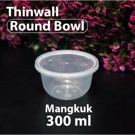 Thinwall Bowl Mangkuk Cup Puding 300ml Mangkok Plastik Cup Dessert Cup Salad Buah