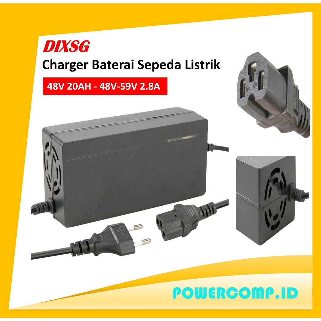 Charger Skuter 48 Volt Charger Skuter 48 V Dixsg 48V 20AH Adaptor Charger Baterai Skuter Sepeda List