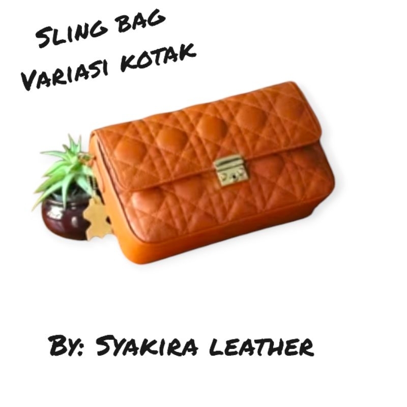 Tas kulit sling bag tas papirut tas Slempang kotak kotak tas kulit premium tas Slempang wanita tas w