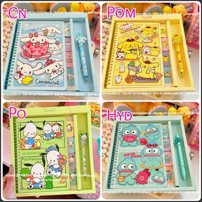 

Gift set notebook ring dan pen uk 14x20.8 / notebook hangyodon pochacco