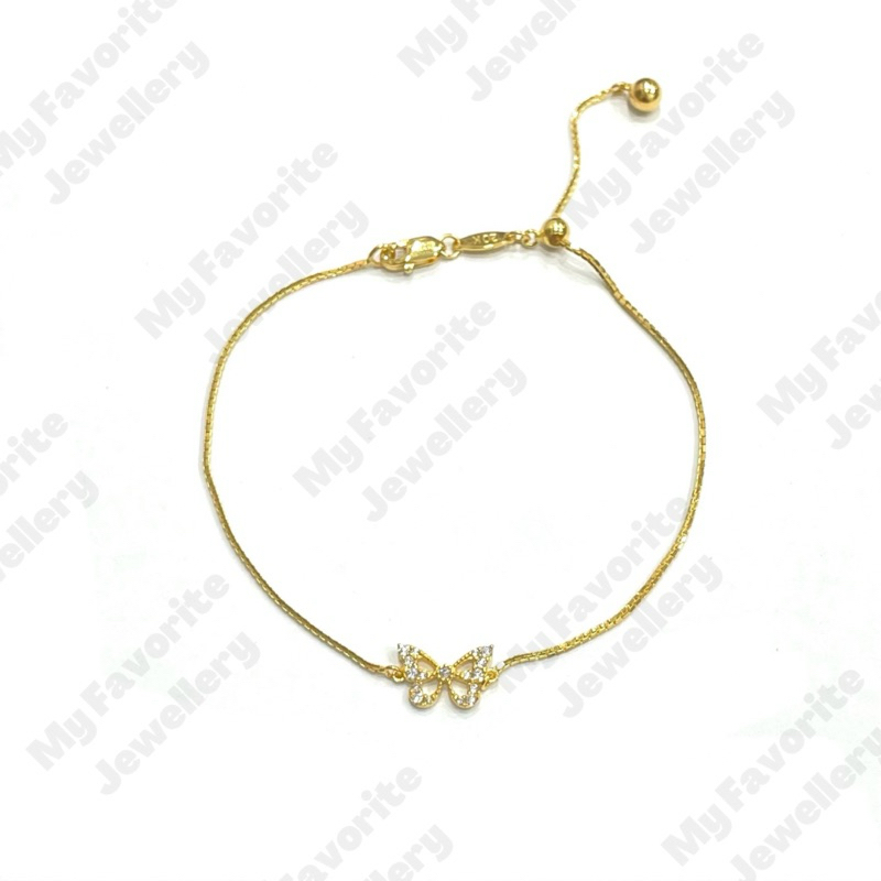 Gelang Italy Serut Kupu Kupu Permata EMAS Asli Kadar 875 20cm