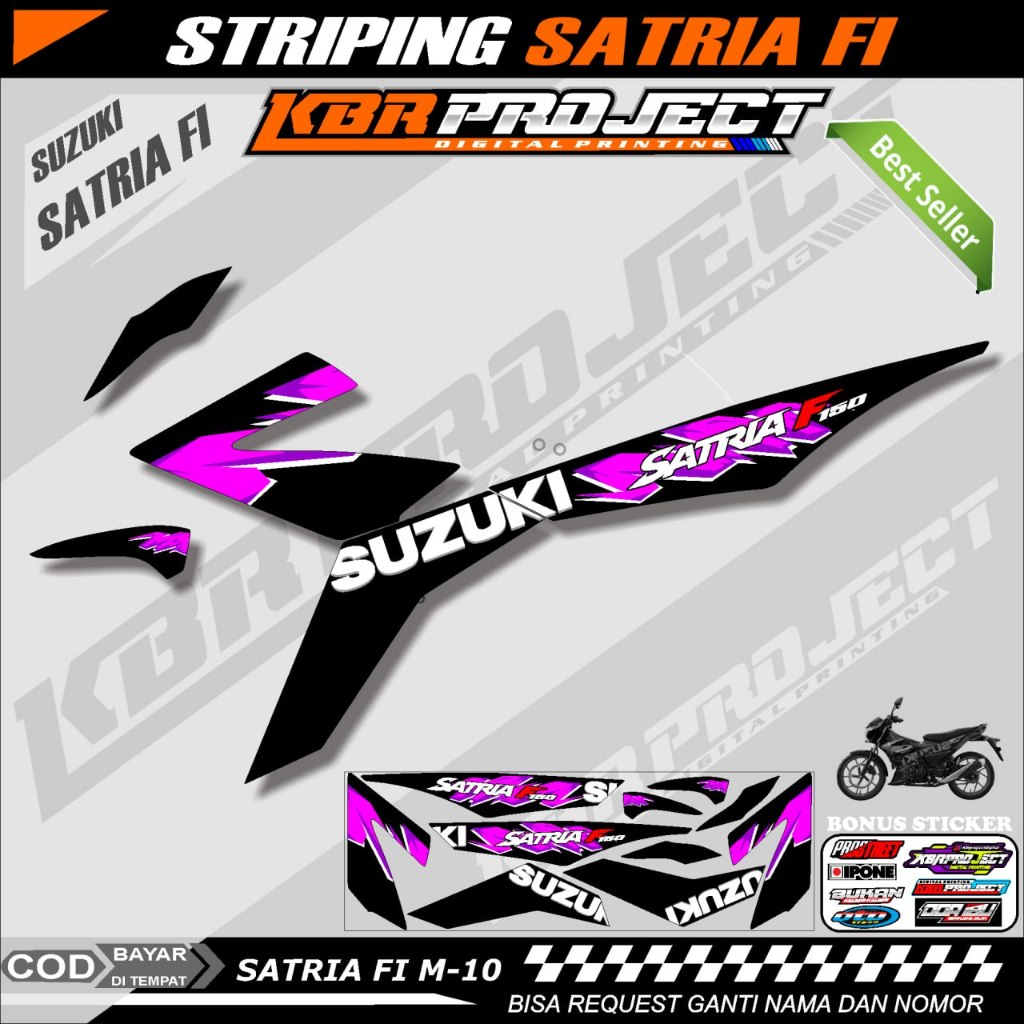 SATRIA FI STIKER STRIPING PREMIUM MOTOR KEREN LIS VARIASI SATRIA FI STIKER MOTOR SUZUKI DESAIN RACIN