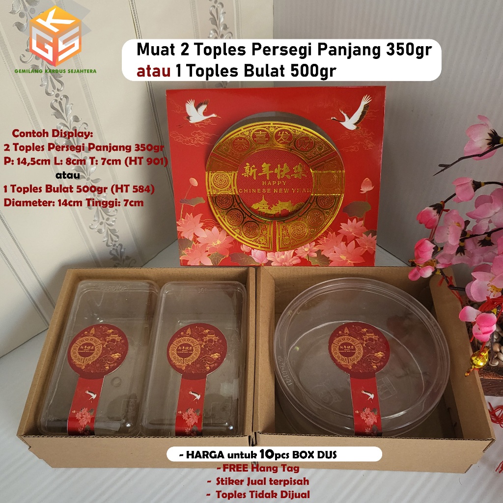 

10pcs Box Imlek | ukuran 2 Toples 350gr | ukuran 1 Toples 500gr | Box Chinese New Year | Box Imlek