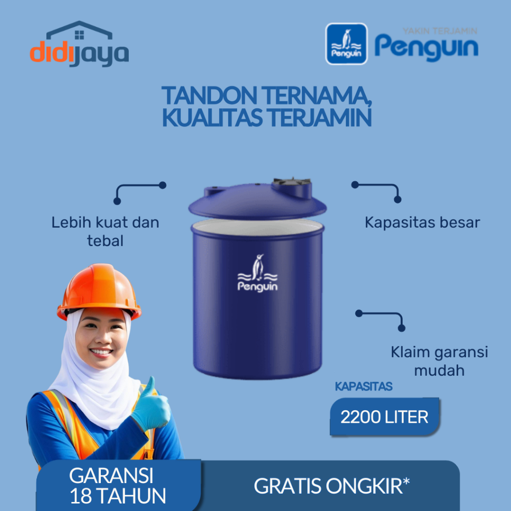 Tandon Air Cylinder Penguin TR 200 2200 Liter | Toren Air | Tangki Air Cylinder Tank Penguin