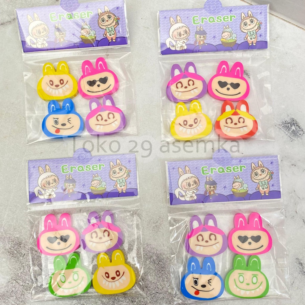 

PENGHAPUS GEPENG KEPALA LABUBU ISI 4PCS ER-1715 KARAKTER ERASER HAPUSAN PENSIL SETIP STIP ALAT TULIS KANTOR SEKOLAH MURAH TERMURAH COD