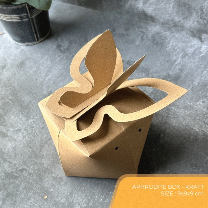 

10 Pcs Box Hampers Polos Kupu-kupu Premium Material Kraft 275gr Ukuran 9x9x9 cm