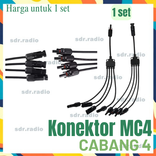 Kabel Konektor MC4 Cabang 4 sepasang connector male female