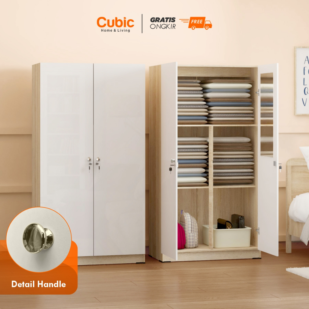 Cubic Lemari Pakaian Minimalis / Lemari Baju 2 Pintu / LUNA BL 150