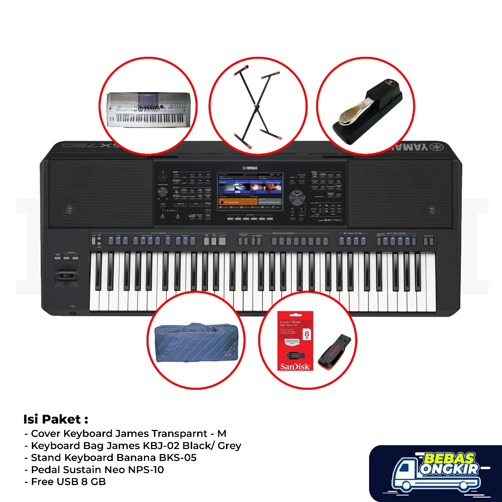 Paket Reguler Keyboard Yamaha PSR SX720 / PSR SX-720 / PSR SX 720 / SX 720