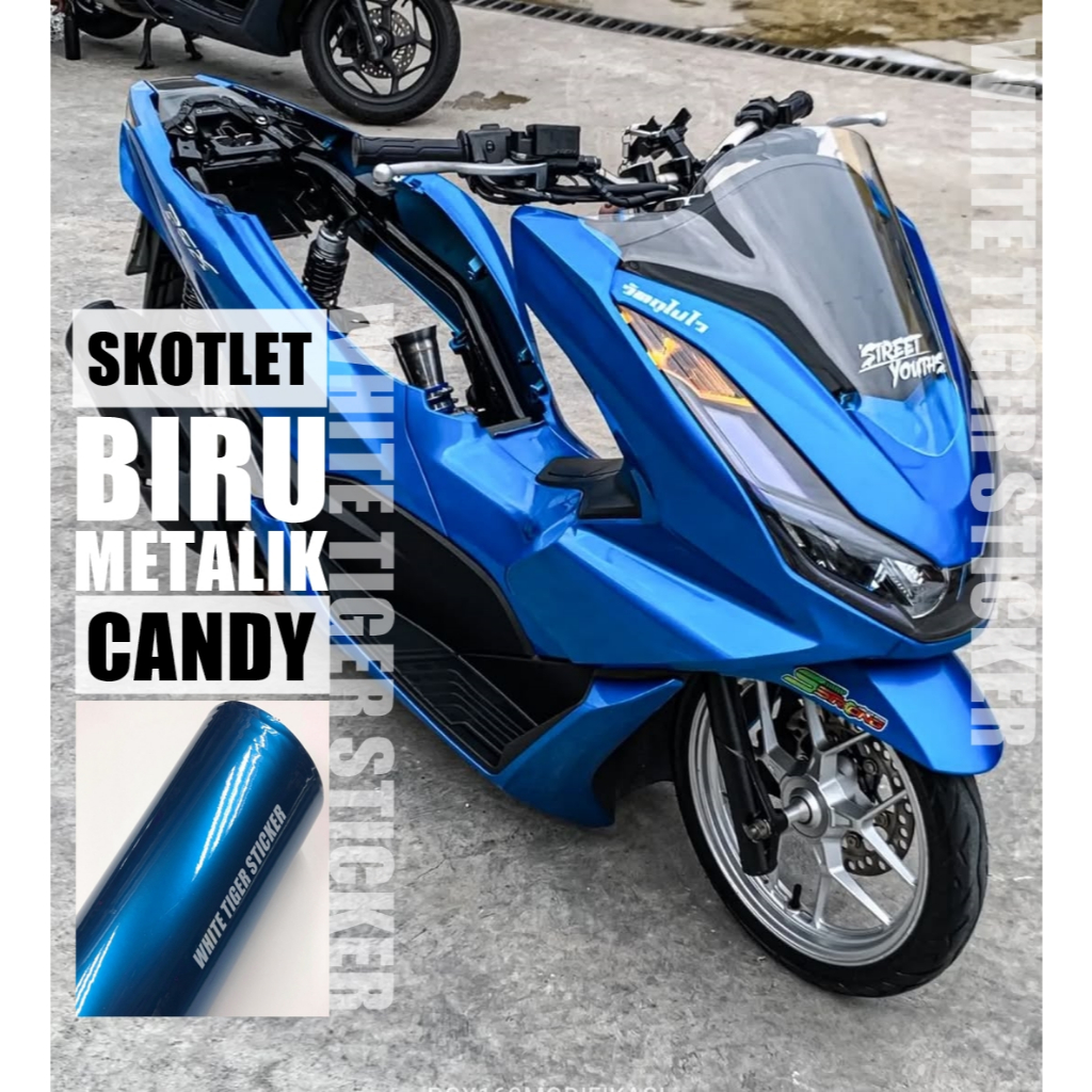 SKOTLET STICKER MOTOR BIRU CANDY SKOTLET BIRU METALIK CANDY SKOTLET MOTOR BIRU CANDY SKOTLET BIRU