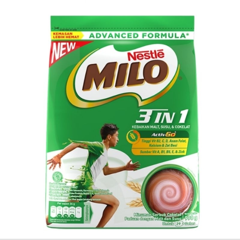 

Milo susu Coklat 3in1 990 gram