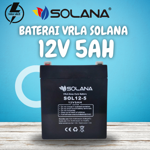BATERAI SOLANA 12V 5AH AKI UPS SOLANA AKI SOLAR PANEL BATERAI VRLA - SOLANA 12V 5AH