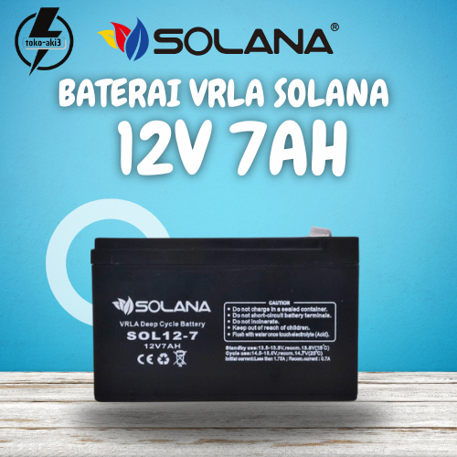 BATERAI SOLANA 12V 7AH AKI UPS SOLANA AKI SOLAR PANEL BATERAI VRLA - SOLANA 12V 7AH