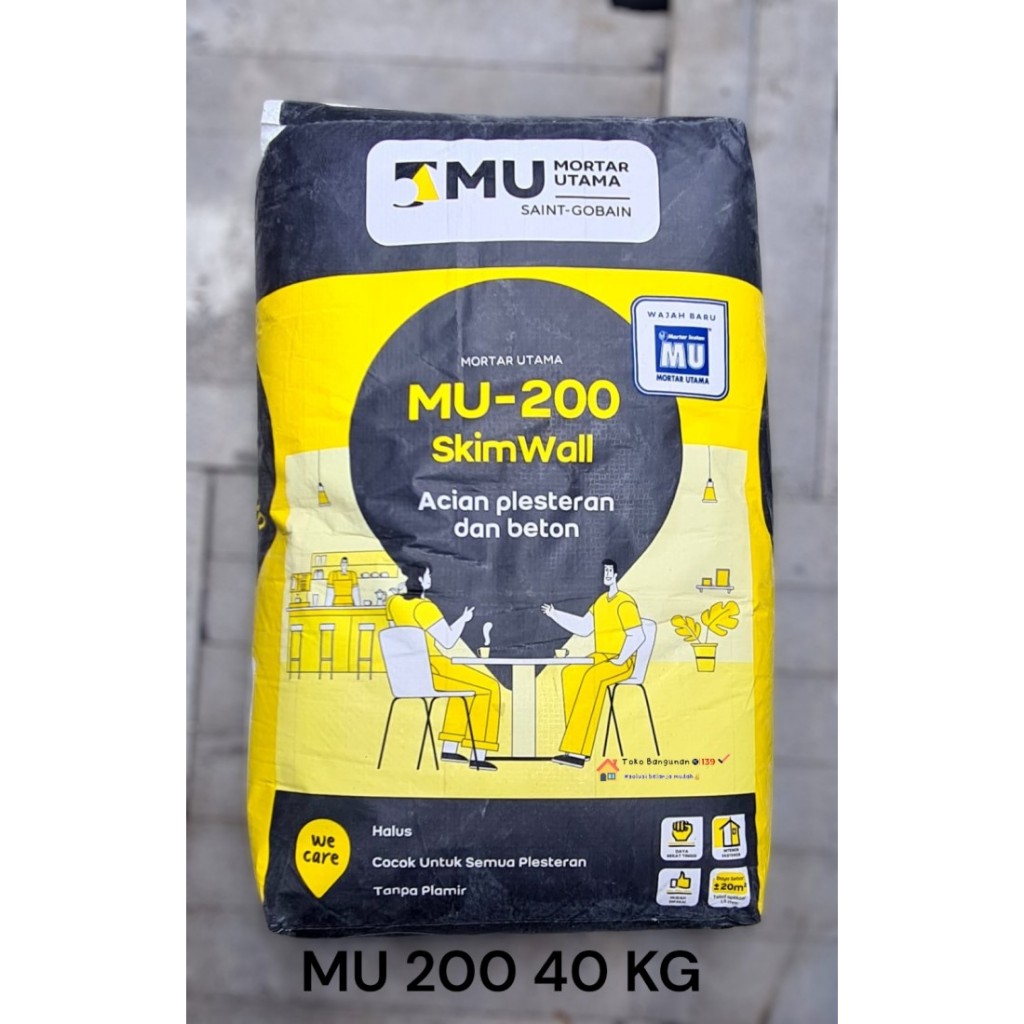 Semen Mortar Utama MU200 MU 200 MU-200 SkimWall Acian  Beton 40Kg/zak  pengiriman instan
