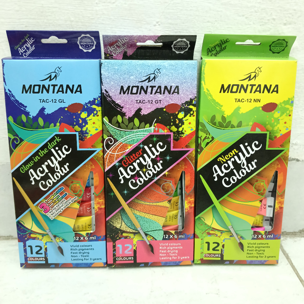

1 Set isi 12 Pcs Cat Lukis Acrylic Colour MONTANA