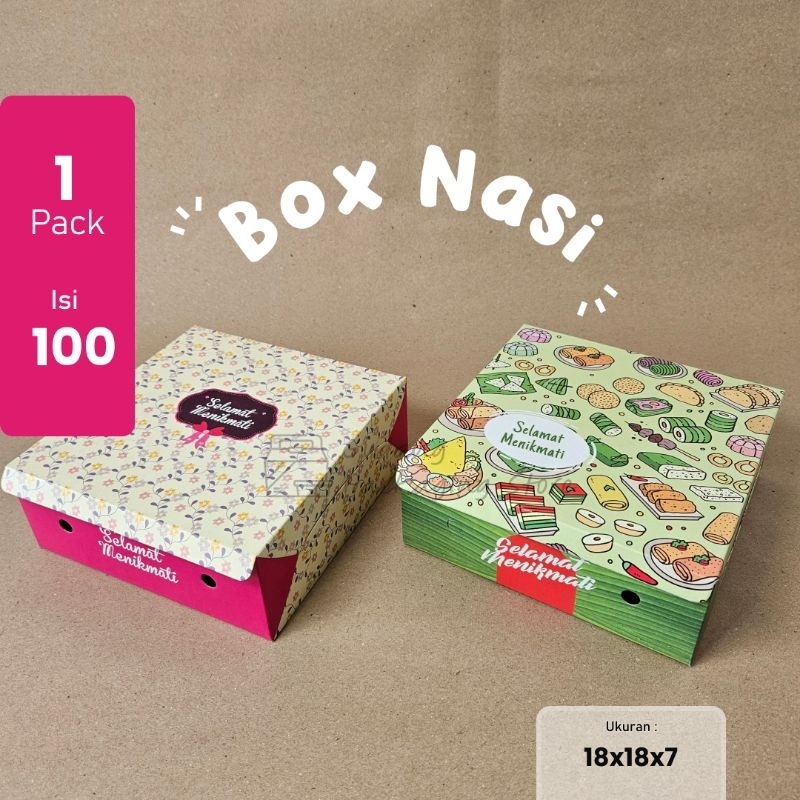 100 pcs / 18x18 / Box Nasi / Kotak Nasi / Dus Nasi / Kotak Hajatan