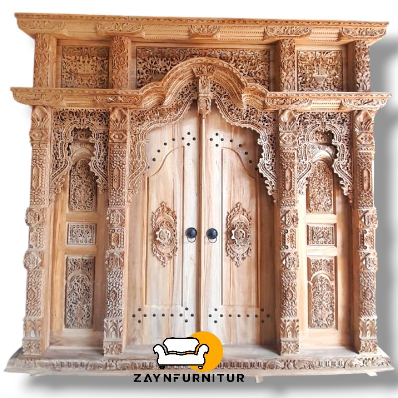Pintu Ukir Gebyok Matahari Kayu Jati Tua 300x270 Jepara