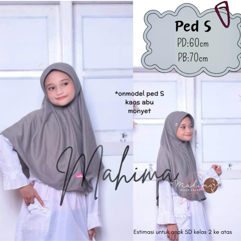 JILBAB MAHIMA PED KAOS SIZE S (size anak SD)