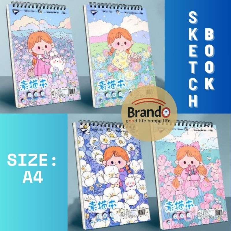 (Brando) SKETCHBOOK BUKU SKETSA A4 SPIRAL Sampul Motif Anak Lucu KERTAS GAMBAR BUKU GAMBAR