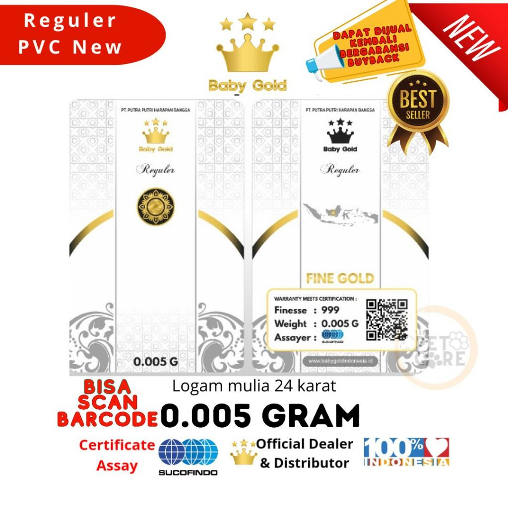 BABY GOLD NEW PVC 0.005 GRAM LOGAM MULIA EMAS MINI
