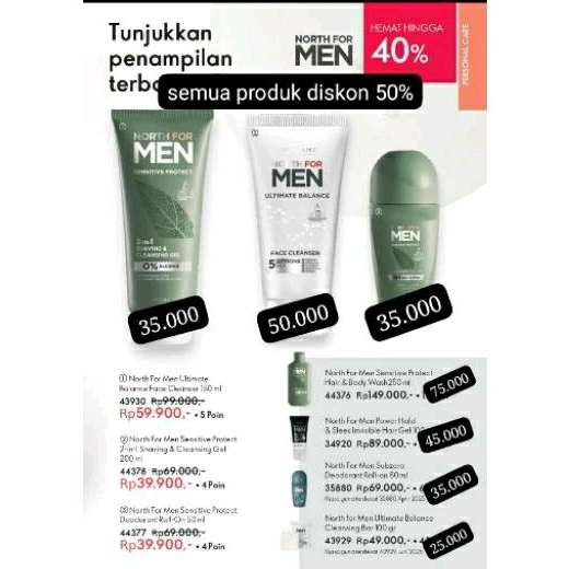 Deodoran Anti perspirant North For Men Sensitive Oriflame