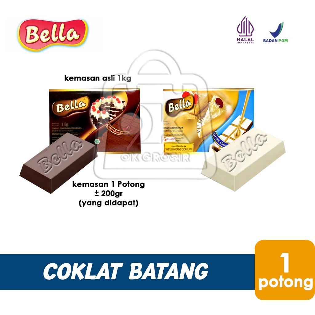 

Coklat Batang Bella Cokelat Chocolate Compound Block (1 Potong)