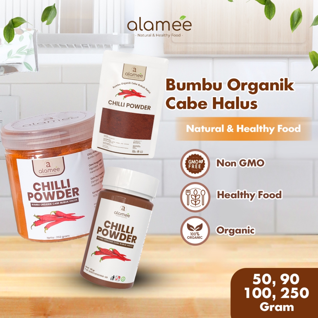 

ALAMEE Cabe Bubuk Halus Chilli Powder Chili Cabai Murni Asli Tanpa Campuran Bumbu Dapur Organik