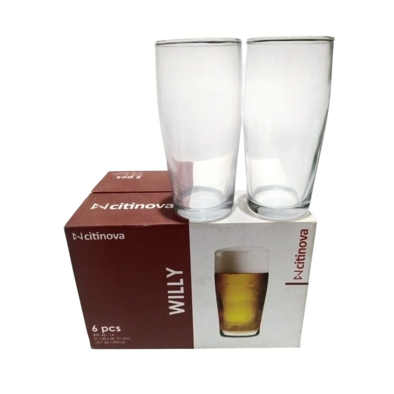 Citinova Gelas Willy 390ml - GELAS KACA CITINOVA WILLY 6PCS - GELAS CAFE