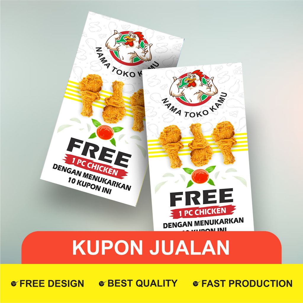 Kupon Fried Chicken | Kartu Jualan Fried Chicken Custom