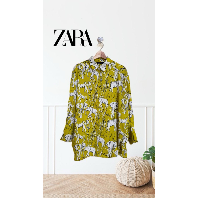 ZARA KEMEJA TUNIK MOTIF ELEPHANT WANITA ORIGINAL 100%