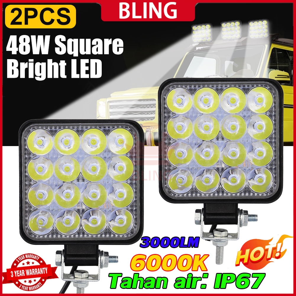 【COD】Lampu LED Sorot Tembak Tebal Worklight Mobil Motor 48 Watt 16 Titik Mata 48Watt Offroad lampu s