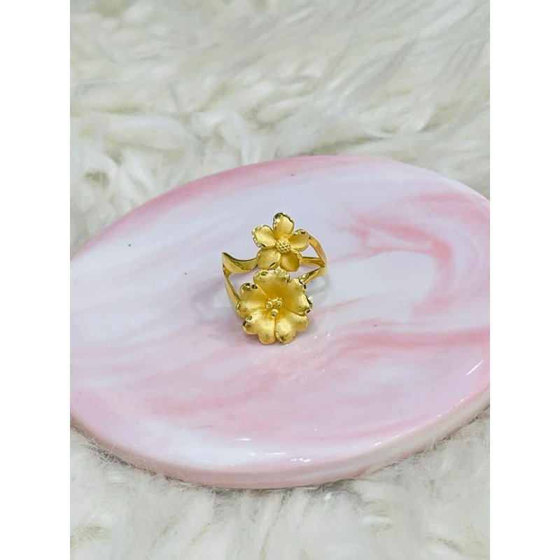 cincin bunga kristal susun dua uk 15 cantik emas asli kadar 875