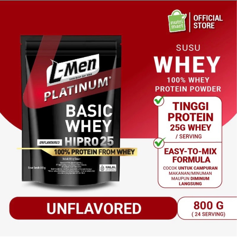 

L-Men Platinum Basic Whey Protein Unflavoured 800gr/1.8lbs- 25g Whey Protein-24 serving