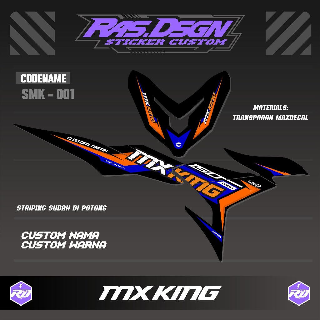 Stiker Transparan MX King Custom Nama /Striping Racing MX King Custom Nama