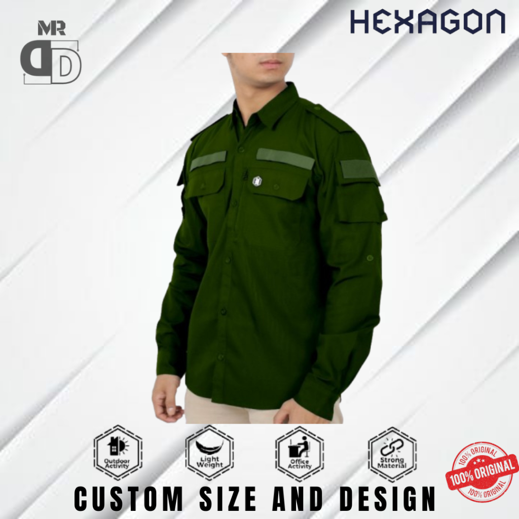 Kemeja Tactical Hexagon Jumbo Original Lengan Panjang Baju Kantor Reskrim Outdoor Activities