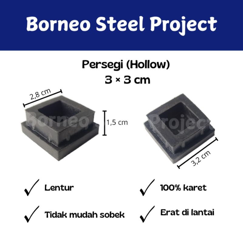 Kaki karet besi kursi meja hollow 3x3 cm