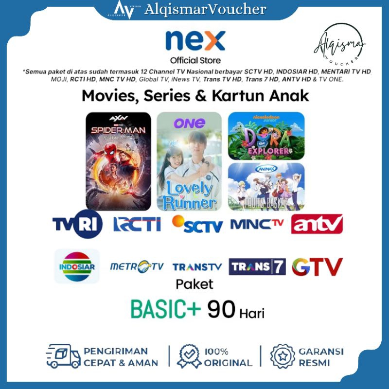 Voucher Paket BASIC+ Nex Parabola Atau Paket untuk Siaran lokal Indonesia dan Nickelodeon Anak Anak