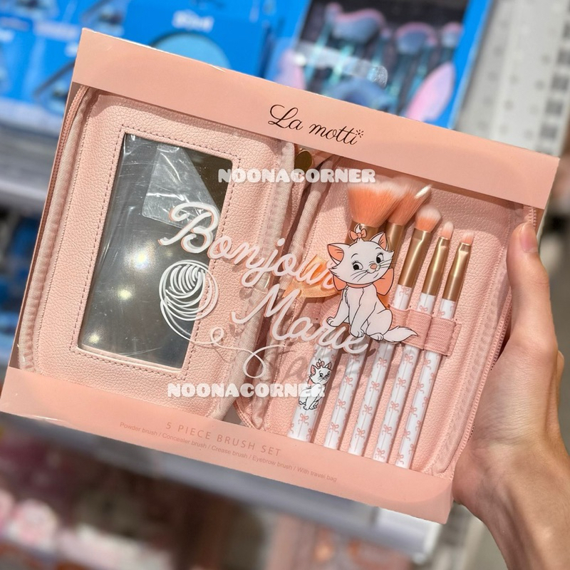 KKV ‼️ La Motti Portable Makeup Brush Set + Case Disney MARIE Cat Collections (5 pcs)