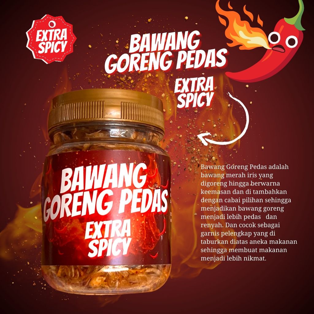

Bawang Goreng Sumenep Pedas renyah gurih nikmat Tanpa Tepung 75 gram
