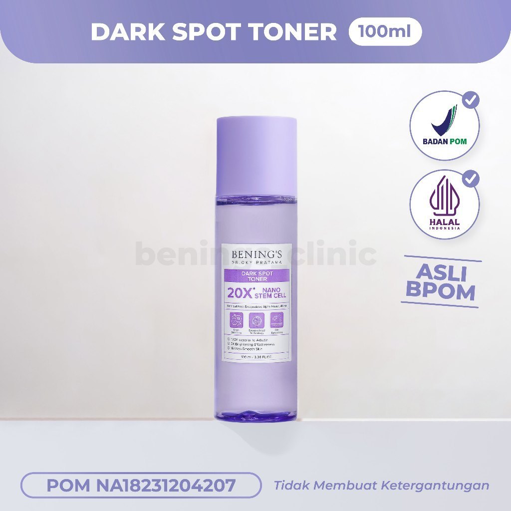 TONER EXCLUSIVE BENING SKINCARE BY DR OKY PRATAMA ( WAJAH FLEK ) BENINGS CLINIC DR OKY KEMASAN HITAM