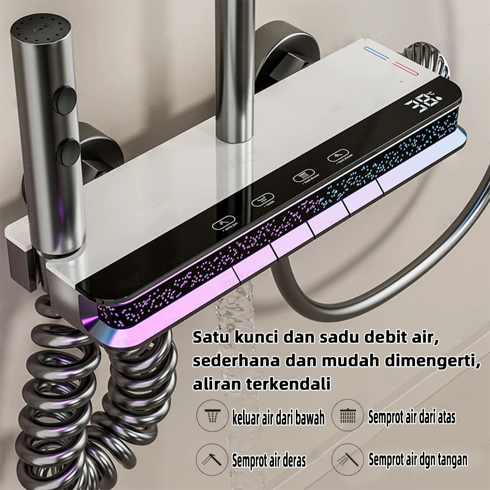 Shower Kamar Mandi Satu Set + Keran Shower + Set Shower Bathtub Stainless Steel - Set Batang Shower