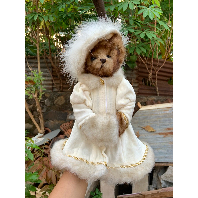 The Bearington Collection Victoria Bear Jointed Plush Bear with Winter Outerwear