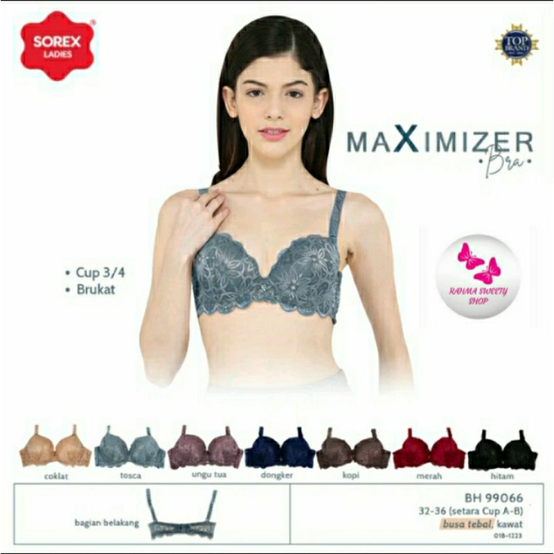 Sorex 99066 Maximizer Bra Push Up Busa Tebal kait 2 size 32-36 ( Cup Kecil )