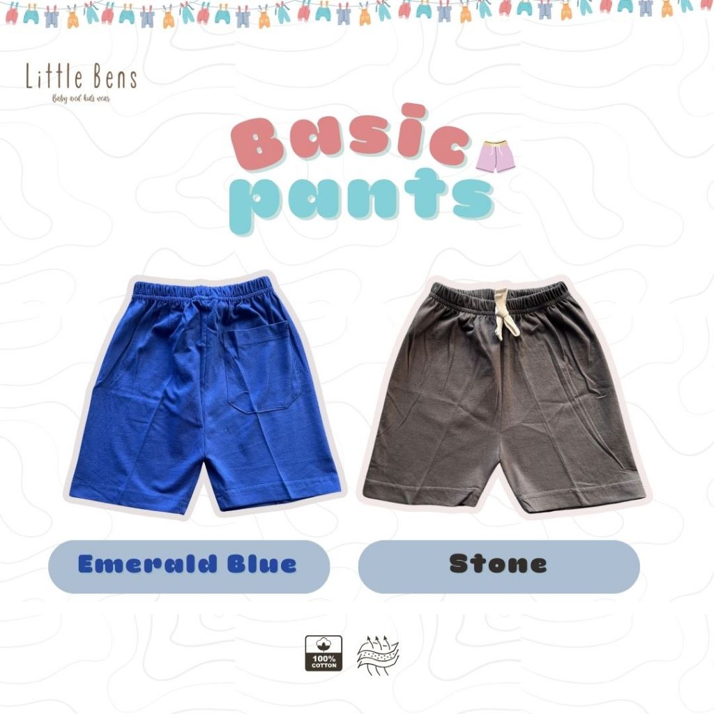 BASIC PANTS - Celana Pendek Anak Laki Laki Perempuan 1-5 tahun Tali Cotton Short Pants -  Littlebens