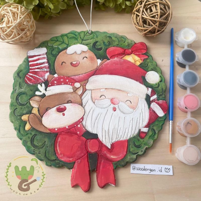 

WOODENGEM Tema Natal DIY Wood Character Painting Kit Mewarnai Melukis Mainan Kayu Hampers Souvenir