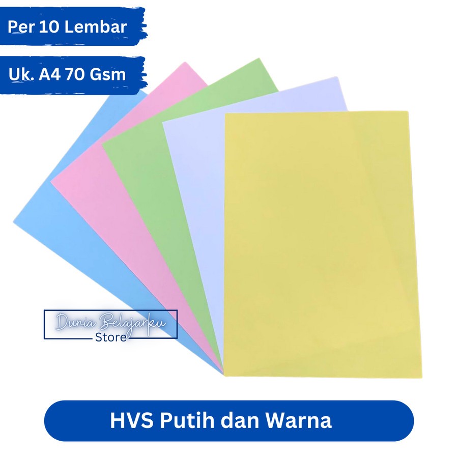 

Kertas HVS Warna A4 70Gsm Putih Pink Hijau Biru Kuning [10 lembar]