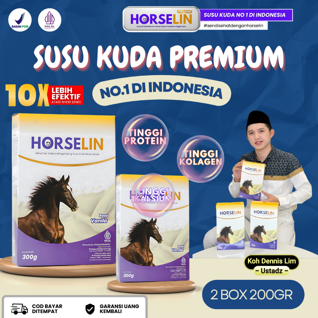 

PAKET 2 BOX HORSELIN SUSU KUDA SUMBAWA UNTUK NYERI SENDI PEGAL LINU ASAM URAT REMATIK ORIGINAL 200GR