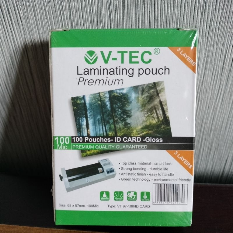 

Plastik Laminating Kecil Vtec uk. KTP (ID Card) / Laminating Pouch ( 6,8cmx9,7cm) (per pack)
