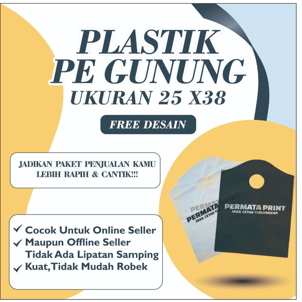 Plastik PE Gunung Ukuran 25x38 / Plastik Gunung Sablon